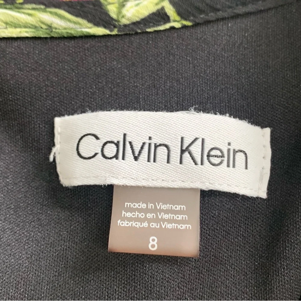 Calvin Klein Women's 3/4 Sleeve Floral Printed Chiffon Dress Size 8